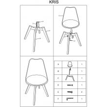 Krzesło skandynawskie z poduszką Kris buk/jasno szare Signal