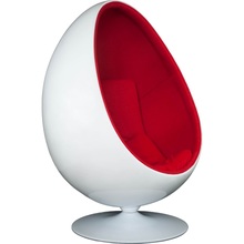 Designerski Fotel Ovalia Chair biało-czerwony D2.Design do salonu i sypialni.