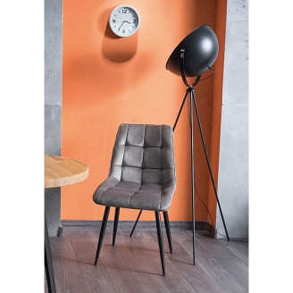 Krzesło welurowe pikowane Chic Velvet szare Signal