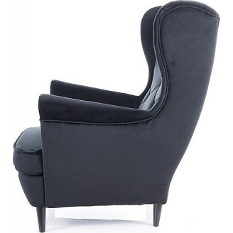 Fotel welurowy pikowany "chesterfield" Lady Velvet czarny Signal