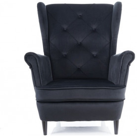 Stylowy Fotel welurowy pikowany "chesterfield" Lady Velvet czarny Signal do salonu i sypialni. 2