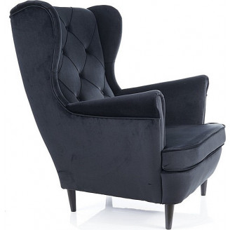 Fotel welurowy pikowany "chesterfield" Lady Velvet czarny Signal