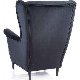 Fotel welurowy pikowany "chesterfield" Lady Velvet czarny Signal