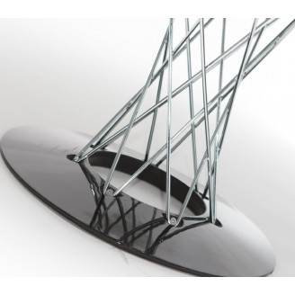 Stół okrągły na jednej nodze Cyklon 100 czarny/chrom D2.Design do salonu, kuchni i jadalni.