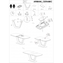 Stół rozkładany z marmurowym blatem Armani Ceramic 160x90 szary marmur Signal