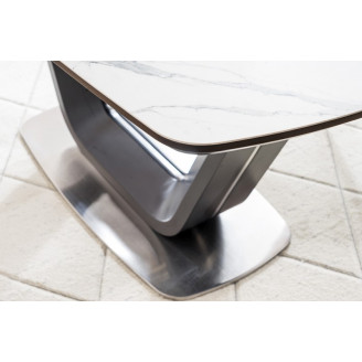 Stół rozkładany z marmurowym blatem Armani Ceramic 160x90 biały marmur Signal
