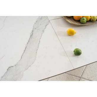 Stół rozkładany z marmurowym blatem Armani Ceramic 160x90 biały marmur Signal