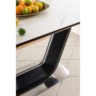 Stół rozkładany z marmurowym blatem Armani Ceramic 160x90 biały marmur Signal