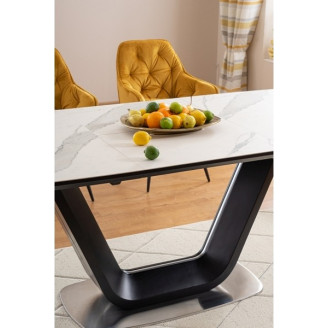 Stół rozkładany z marmurowym blatem Armani Ceramic 160x90 biały marmur Signal