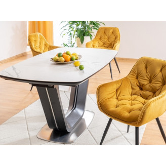 Stół rozkładany z marmurowym blatem Armani Ceramic 160x90 biały marmur Signal