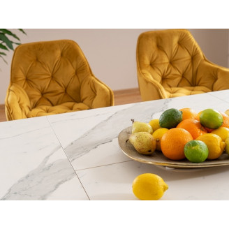 Stół rozkładany z marmurowym blatem Armani Ceramic 160x90 biały marmur Signal