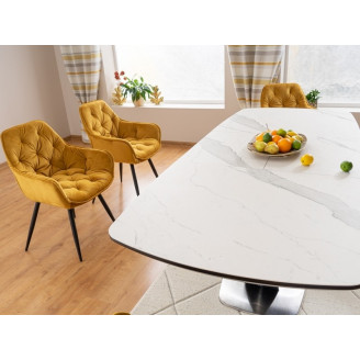 Stół rozkładany z marmurowym blatem Armani Ceramic 160x90 biały marmur Signal