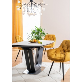 Stół rozkładany z marmurowym blatem Armani Ceramic 160x90 biały marmur Signal