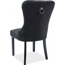 Krzesło pikowane welurowe z kołatką August Velvet czarne Signal