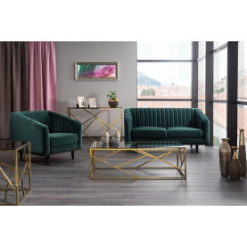 Nowoczesny Stolik kawowy szklany glamour Escada A 120x60 szkło dymione/złoty Signal do salonu, poczekalni lub kawiarni. 2