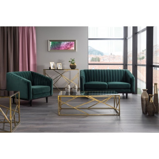 Stolik kawowy szklany glamour Escada A 120x60 szkło dymione/złoty Signal