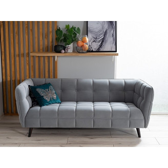 Sofa welurowa 3 osobowa Castello Velvet szary/wenge Signal