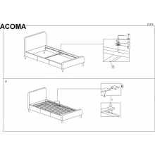 Łóżko welurowe jednoosobowe Acoma Velvet 90x200 antyczny róż/dąb Signal