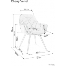 Krzesło welurowe pikowane Cherry Matt Velvet szare Signal