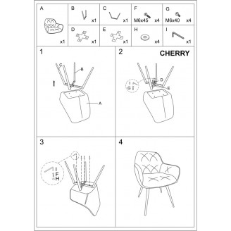 Krzesło welurowe pikowane z podłokietnikami Cherry Velvet beżowe Signal