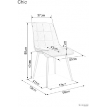 Krzesło welurowe pikowane Chic Matt Velvet 85 szary/czarny Signal