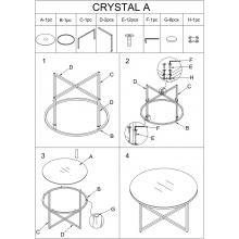 Stolik szklany okrągły Crystal 80 szkło dymione bursztynowe/chrom Signal