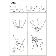 Krzesło welurowe pikowane z podłokietnikami Linea czarne Signal