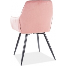 Krzesło welurowe pikowane z podłokietnikami Linea różowe Signal