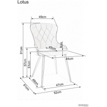 Krzesło welurowe pikowane Lotus Velvet szare Signal