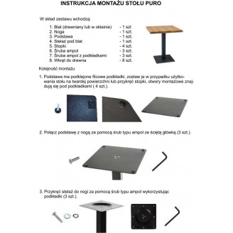 Stół kwadratowy na jednej nodze Puro 60x60 laminat dąb/czarny Signal