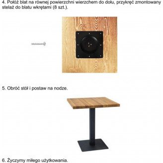 Stół kwadratowy na jednej nodze Puro 80x80 laminat dąb/czarny Signal