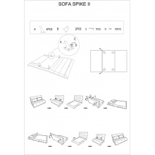 Sofa tapicerowana rozkładana Spike II szary/buk Signal Signal