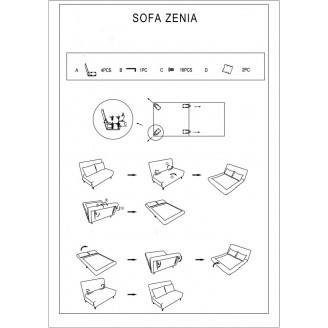 Sofa tapicerowana rozkładana Zenia szara Signal