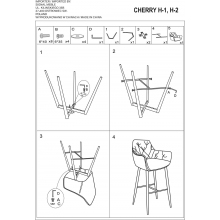 Krzesło barowe welurowe pikowane Cherry Velvet 66 szare Signal