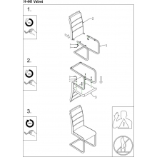 Krzesło welurowe na płozach H441 szary/czarny Signal
