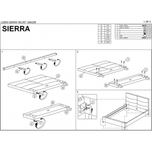 Łóżko welurowe Sierra Velvet 160 szary/dąb Signal