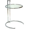 Designerski Okrągły stolik boczny ze szklanym blatem Frame 51 przezroczysty/chrom D2.Design do salonu i poczekalni.