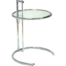 Designerski Okrągły stolik boczny ze szklanym blatem Frame 51 przezroczysty/chrom D2.Design do salonu i poczekalni.