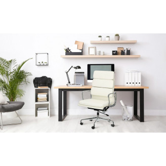 Fotel biurowy gabinetowy CH2191T biała skóra D2.Design