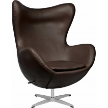 Designerski Fotel obrotowy Jajo ciemno brązowa skóra Premium D2.Design do salonu i sypialni.