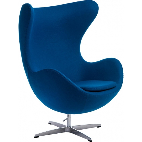 Designerski Fotel obrotowy Jajo niebieski kaszmir Premium D2.Design do salonu i sypialni.