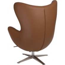 Fotel obrotowy z podnóżkiem Jajo szeroki skóra ekologicza jasno brązowa D2.Design