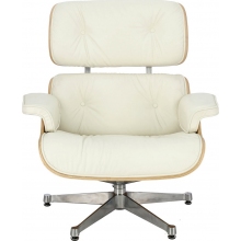 Fotel skórzany obrotowy Vip biały/dąb D2.Design