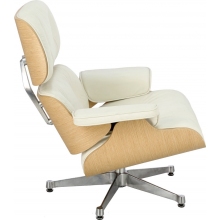 Fotel skórzany obrotowy Vip biały/dąb D2.Design