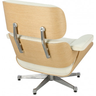 Fotel skórzany obrotowy Vip biały/dąb D2.Design