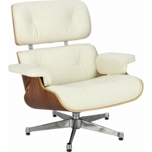 Designerski Fotel obrotowy Vip biały/orzech D2.Design do salonu i sypialni.
