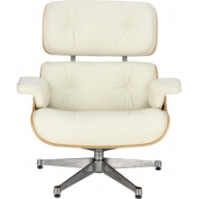 Fotel skórzany obrotowy Vip biały/orzech D2.Design