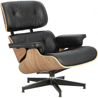 Fotel skórzany obrotowy Vip czarny/orzech D2.Design