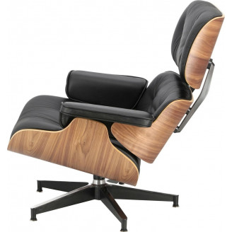 Fotel skórzany obrotowy Vip czarny/orzech D2.Design