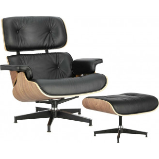 Fotel skórzany obrotowy Vip czarny/orzech D2.Design